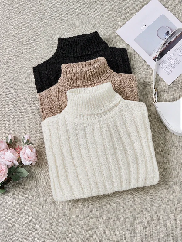 Hooded Women's Fleece - Lined Sweaters for WinterLUNE 3pcs/Set Turtleneck Ribbed Fashionable All-Match Pullover Sweaters For Women Hooded Women's Fleece - Lined Sweaters for WinterLUNE 3pcs/Set Turtleneck Ribbed Fashionable All-Match Pullover Sweaters For Women