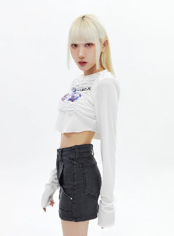 Striped Women's Crop Top in Navy and White for a Nautical and Timeless StyleGraphic Ruched Top BA318 Striped Women's Crop Top in Navy and White for a Nautical and Timeless StyleGraphic Ruched Top BA318