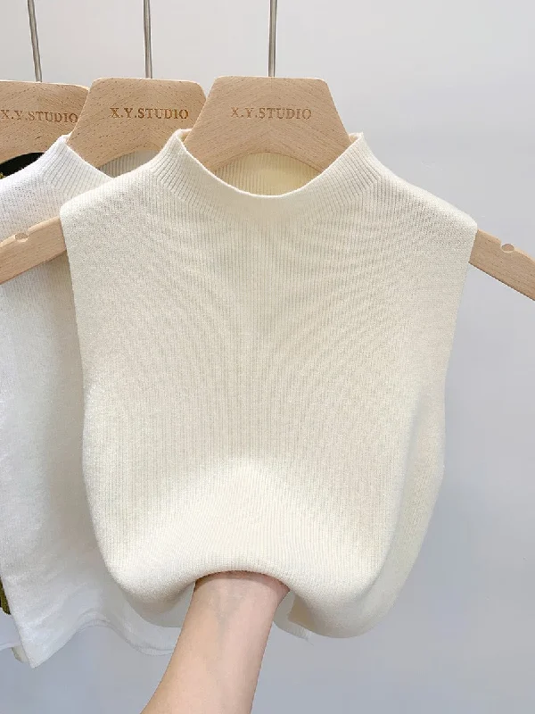 V - Neck Women's Ribbed Wool Sweaters for FallKnitted sweater vest half turtleneck camisole mid-neck sleeveless top V - Neck Women's Ribbed Wool Sweaters for FallKnitted sweater vest half turtleneck camisole mid-neck sleeveless top