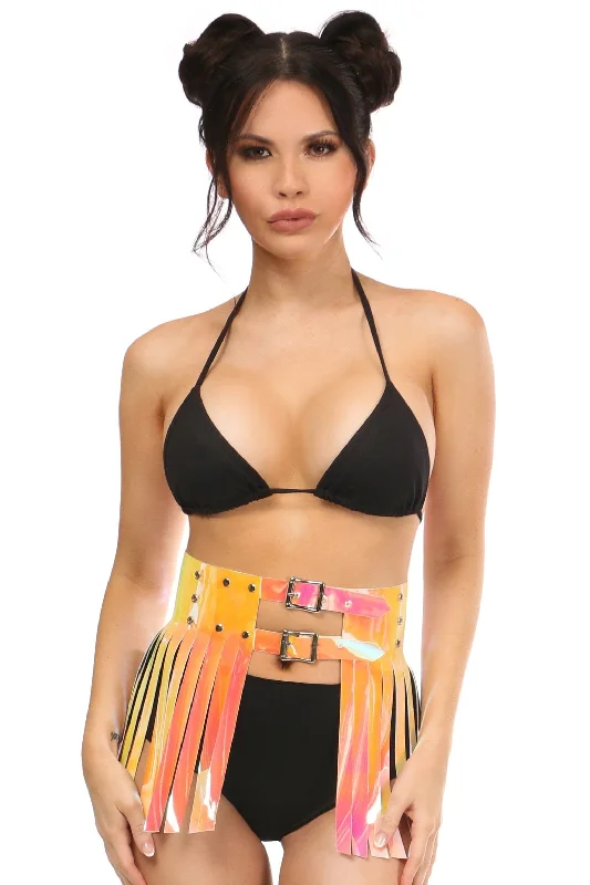 Sustainable organic cotton skirt for eco - conscious consumersYellow/Pink Holo Fringe Skirt Sustainable organic cotton skirt for eco - conscious consumersYellow/Pink Holo Fringe Skirt