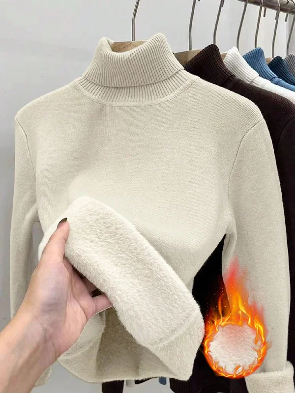 High - Low Hem Women's Cashmere - Blended SweatersEssnce High Neck Slim Fit Fluffy Sweater, Thick And Warm High - Low Hem Women's Cashmere - Blended SweatersEssnce High Neck Slim Fit Fluffy Sweater, Thick And Warm