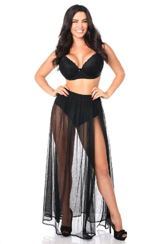 School uniform - style pleated skirt in specific colorsBlack Sheer Glitter Skirt by Daisy School uniform - style pleated skirt in specific colorsBlack Sheer Glitter Skirt by Daisy