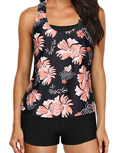 Plus Size Women's Ruched Swim Tops in Green for a Comfortable and Stylish Beach OutfitPush Up Padded Tankini Tank Tops Bra And Boyshorts-Black Orange Floral Plus Size Women's Ruched Swim Tops in Green for a Comfortable and Stylish Beach OutfitPush Up Padded Tankini Tank Tops Bra And Boyshorts-Black Orange Floral