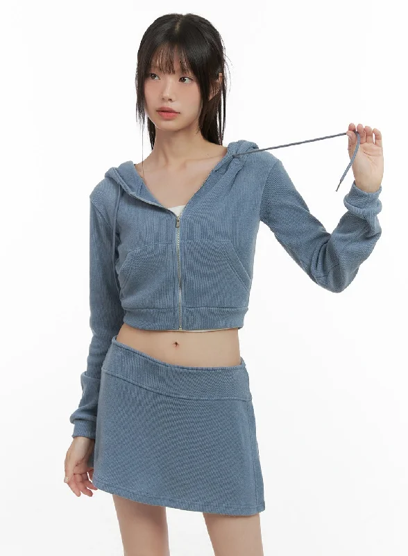 Zippered Hooded Crop Top CS410