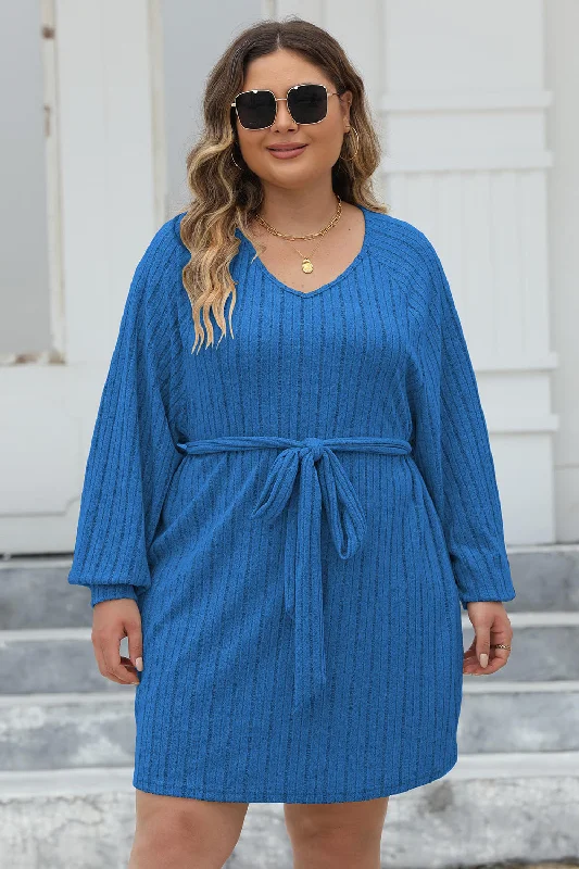 Open - Front Women's Cardigan - Style Mohair SweatersPlus Size Ribbed Tie Front Long Sleeve Sweater Dress Open - Front Women's Cardigan - Style Mohair SweatersPlus Size Ribbed Tie Front Long Sleeve Sweater Dress