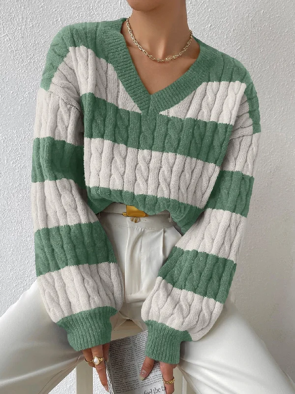 Plus Size Women's Oversized Chunky Knit SweatersEssnce Two Tone Cable Knit Drop Shoulder Sweater Plus Size Women's Oversized Chunky Knit SweatersEssnce Two Tone Cable Knit Drop Shoulder Sweater