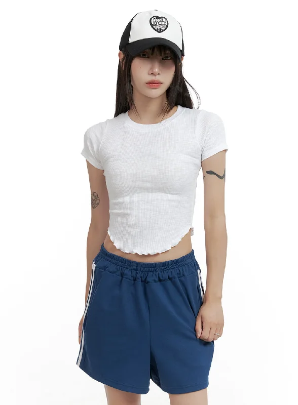 Sheer Frill Hem Crop Top CL425