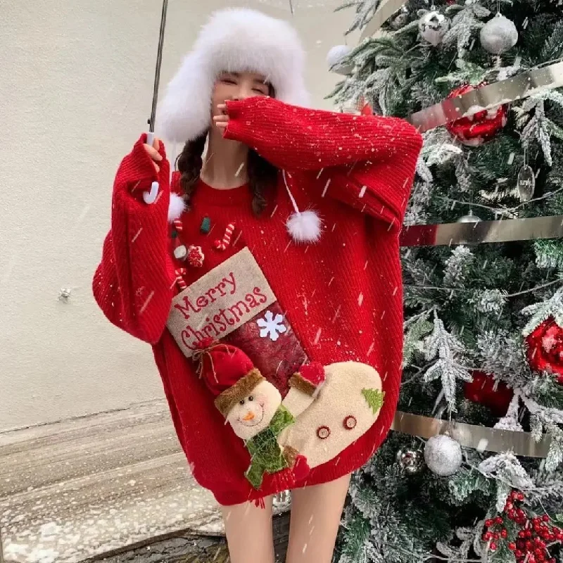 High - Low Hem Women's Cashmere - Blended SweatersSoren Cute Christmassy Sweaters