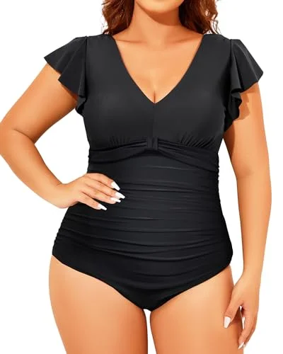 Plus Size Women's Floral Print Maxi One - Pieces in Multicolor for a Spring Garden PartyPlus Size V-Neck Ruffled One Piece Swimsuit Plus Size Women's Floral Print Maxi One - Pieces in Multicolor for a Spring Garden PartyPlus Size V-Neck Ruffled One Piece Swimsuit