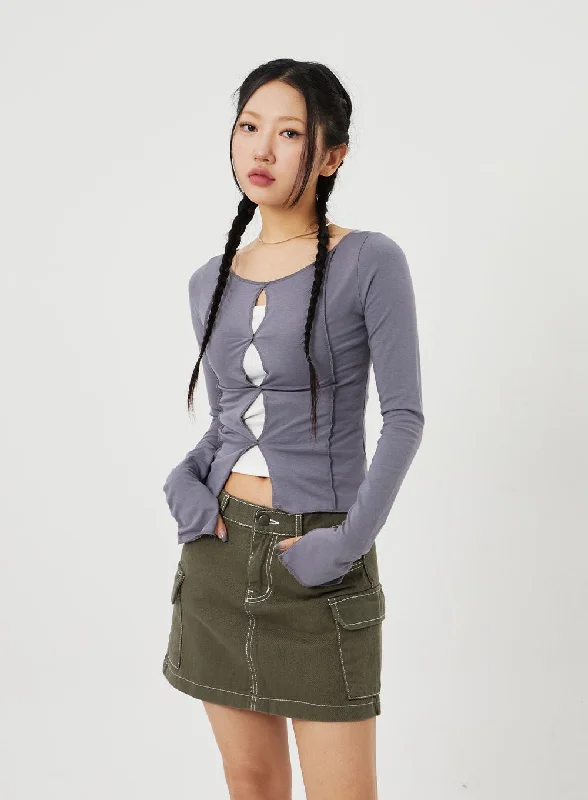 Tie - Front Women's Crop Top in Orange for a Playful and Adjustable FitCut Out Top CF328 Tie - Front Women's Crop Top in Orange for a Playful and Adjustable FitCut Out Top CF328