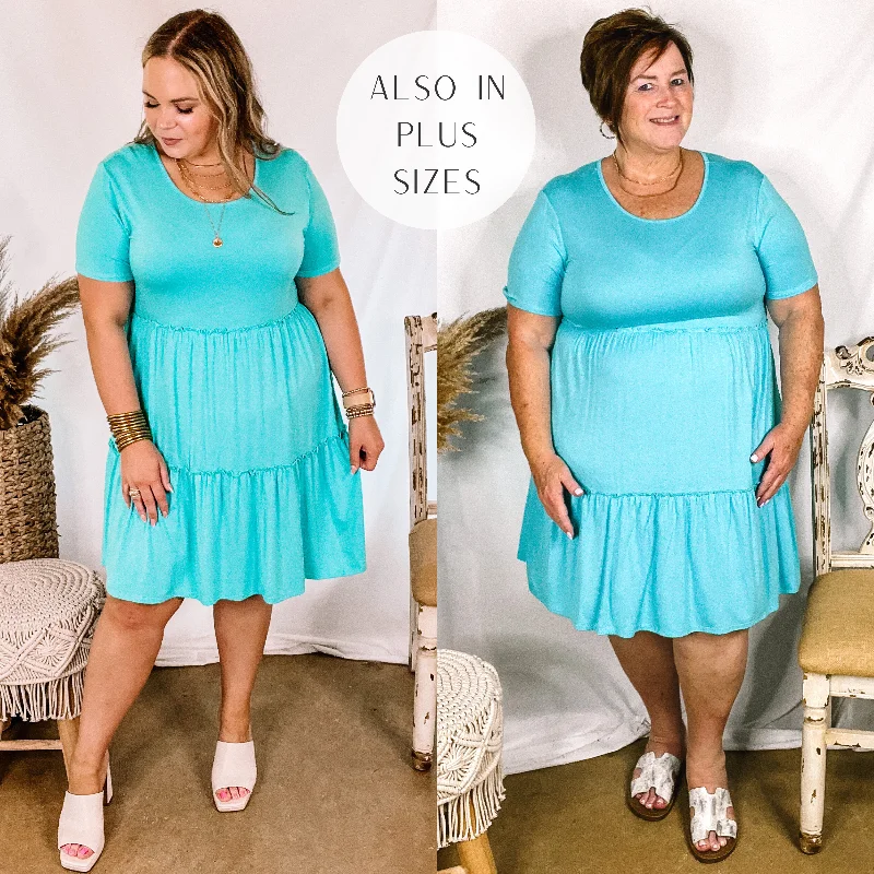 Last Chance Size Small, 2XL & 3XL | A Night to Remember Ruffle Tiered Short Sleeve Dress in Aqua Blue Last Chance Size Small, 2XL & 3XL | A Night to Remember Ruffle Tiered Short Sleeve Dress in Aqua Blue