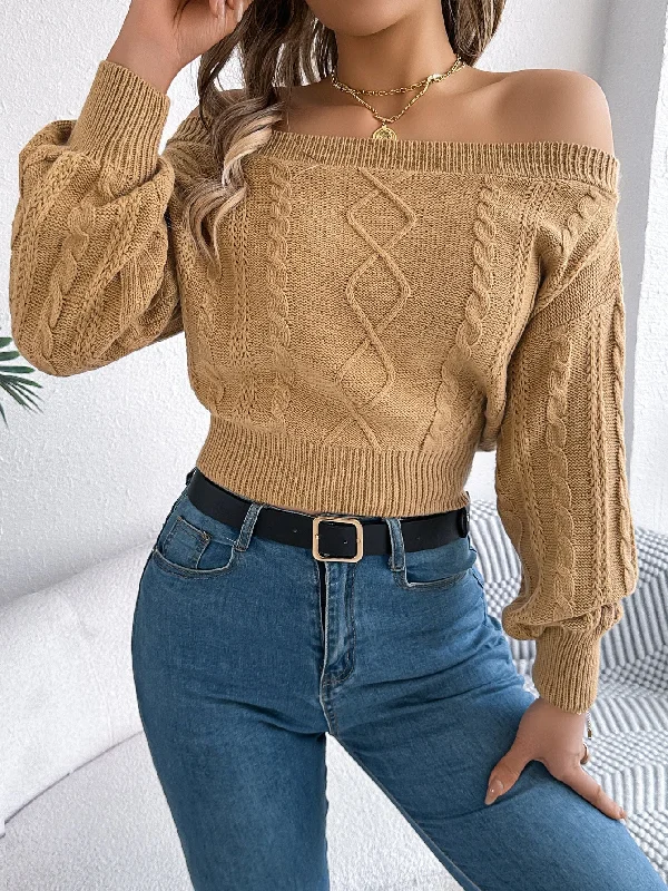 Tie - Front Women's Lambswool Sweaters in Pastel HuesSolid color one-shoulder off-shoulder long-sleeved sweater Tie - Front Women's Lambswool Sweaters in Pastel HuesSolid color one-shoulder off-shoulder long-sleeved sweater