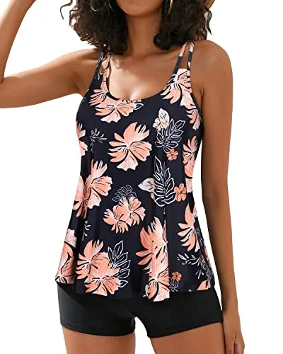 Women's Cut - Out Swim Tops in White with Geometric Shapes for an Edgy Beach StyleModest Tankini Top Boy Shorts For Tummy Control Swimwear-Black Orange Floral Women's Cut - Out Swim Tops in White with Geometric Shapes for an Edgy Beach StyleModest Tankini Top Boy Shorts For Tummy Control Swimwear-Black Orange Floral