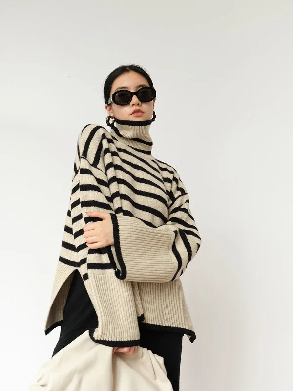 Plus Size Women's Embroidered Sweaters in Ethnic StylesTurtle neck sweater loose design niche knitted sweater