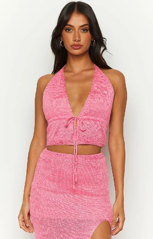 Otto Pink Knit Crop Top