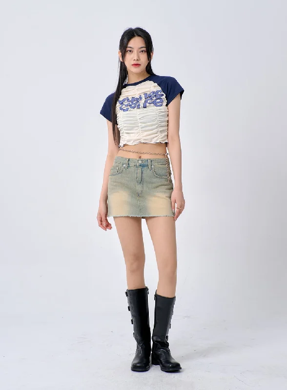 Velvet Women's Crop Top in Purple for a Luxurious and Rich - Hued Winter LookRuched Graphic Tee BA325 Velvet Women's Crop Top in Purple for a Luxurious and Rich - Hued Winter LookRuched Graphic Tee BA325
