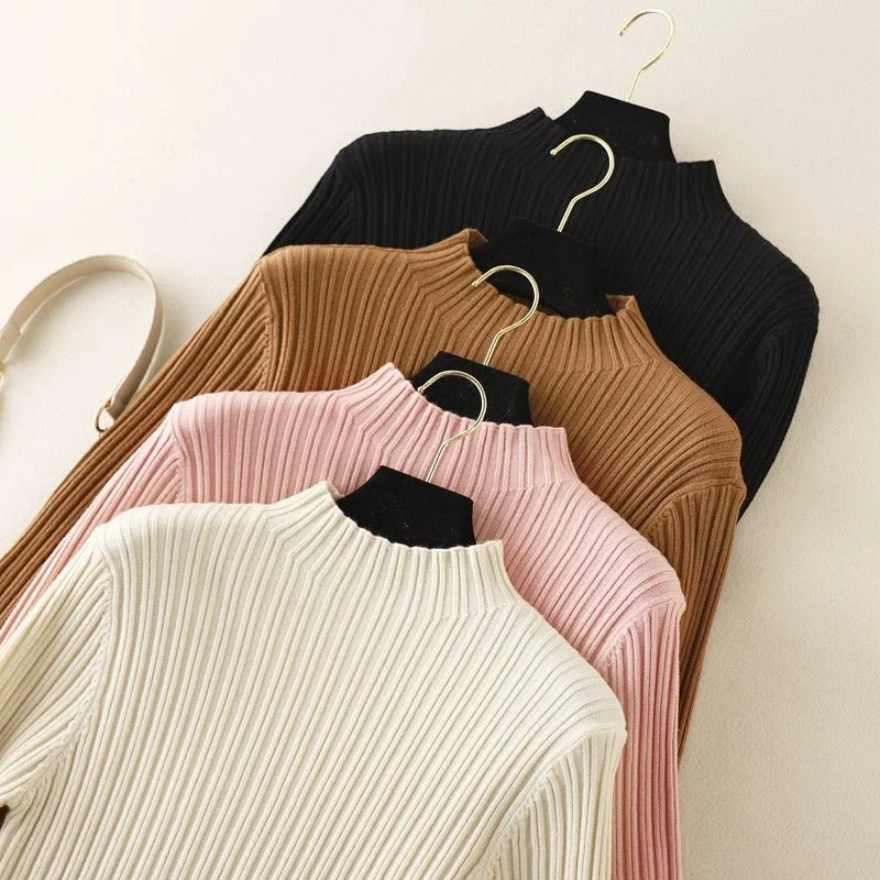 Women's Long Sleeve Turtleneck Cashmere SweatersWinter knitted sweater dress over the knee new half-high collar thickened dress Women's Long Sleeve Turtleneck Cashmere SweatersWinter knitted sweater dress over the knee new half-high collar thickened dress