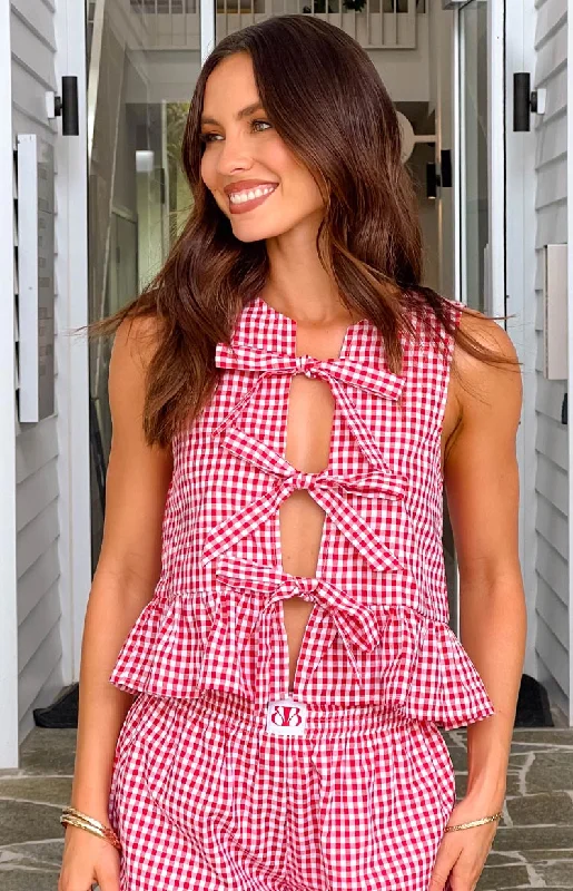 Baxter Red Gingham Top