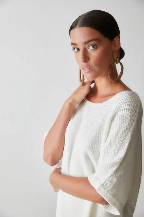 Plus Size Women's Side - Slit Sweaters in Bold SolidsBeijing Textured Knit Kimono Sweater Plus Size Women's Side - Slit Sweaters in Bold SolidsBeijing Textured Knit Kimono Sweater