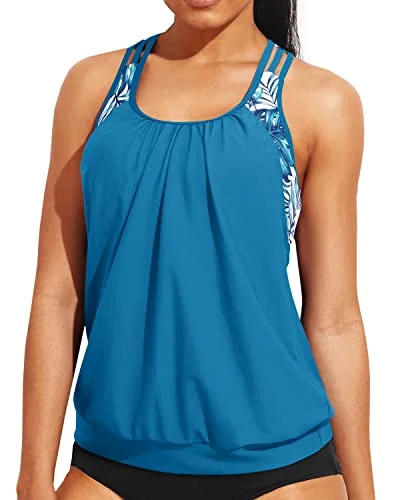 Women's Halter Neck Swim Tops with Tie - Back in Neon Colors for a Bold Summer VibeLadies Double Layer Round Neck Tankini Top Sporty Bathing Suit Top-Blue Leaf Women's Halter Neck Swim Tops with Tie - Back in Neon Colors for a Bold Summer VibeLadies Double Layer Round Neck Tankini Top Sporty Bathing Suit Top-Blue Leaf