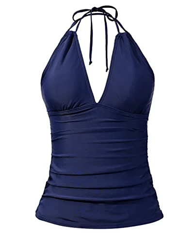 Plus Size Women's Floral - Embroidery Swim Tops in Cream for a Delicate and Elegant AppearanceSexy Deep V Neck Ruched Tankini Tops For Women Swimwear-Navy Blue Plus Size Women's Floral - Embroidery Swim Tops in Cream for a Delicate and Elegant AppearanceSexy Deep V Neck Ruched Tankini Tops For Women Swimwear-Navy Blue