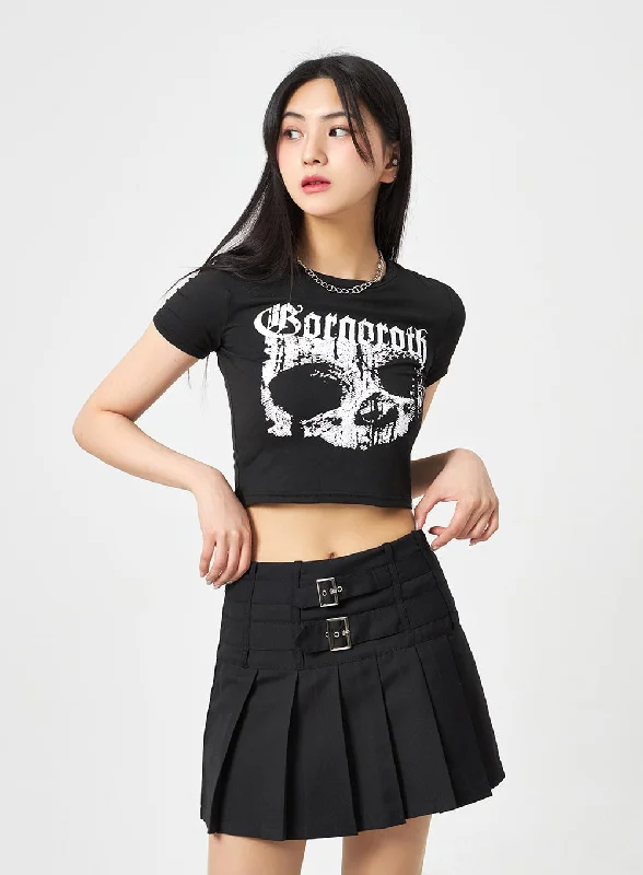 Plus - Size Women's Ruffled Crop Top in Pink for a Feminine and Flirty AppearanceSkull Graphic Cropped Tee BA311 Plus - Size Women's Ruffled Crop Top in Pink for a Feminine and Flirty AppearanceSkull Graphic Cropped Tee BA311