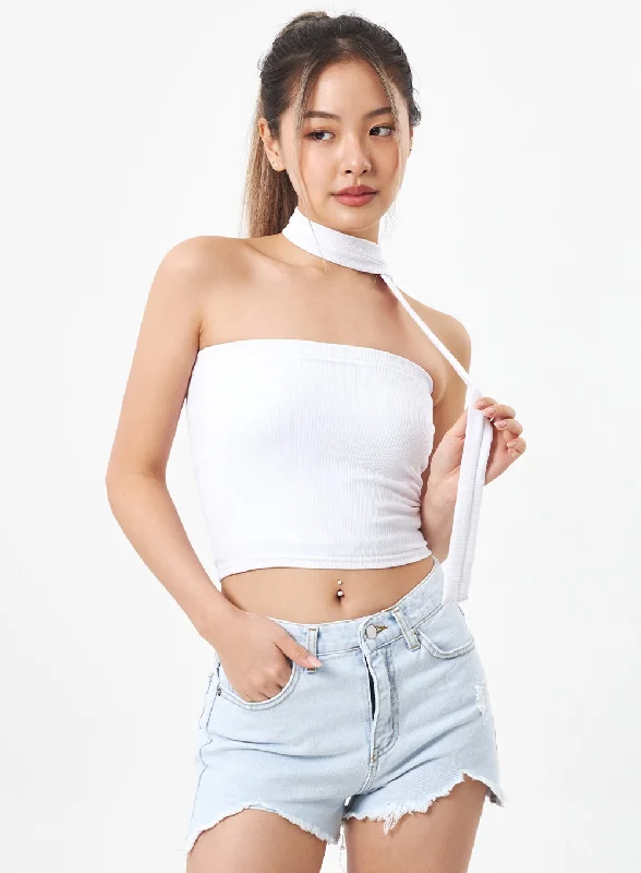 Printed Floral Women's Crop Top in Yellow for a Vibrant and Spring - Inspired OutfitTube Top With Scarf CA305 Printed Floral Women's Crop Top in Yellow for a Vibrant and Spring - Inspired OutfitTube Top With Scarf CA305