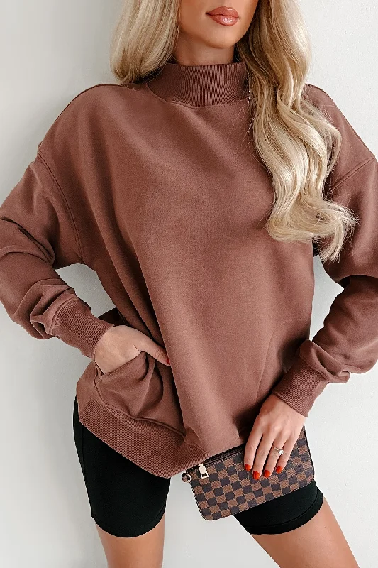 Organic Cotton Women Long Sleeve Top for Eco - Friendly ComfortCool Without Trying Mock Neck Sweatshirt With Pockets (Cocoa) Organic Cotton Women Long Sleeve Top for Eco - Friendly ComfortCool Without Trying Mock Neck Sweatshirt With Pockets (Cocoa)