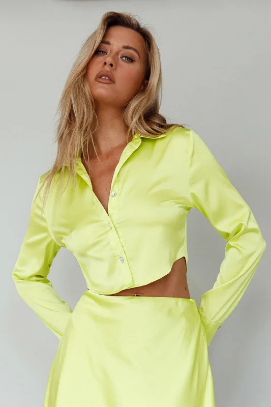 Geena Crystal Button Top Lime