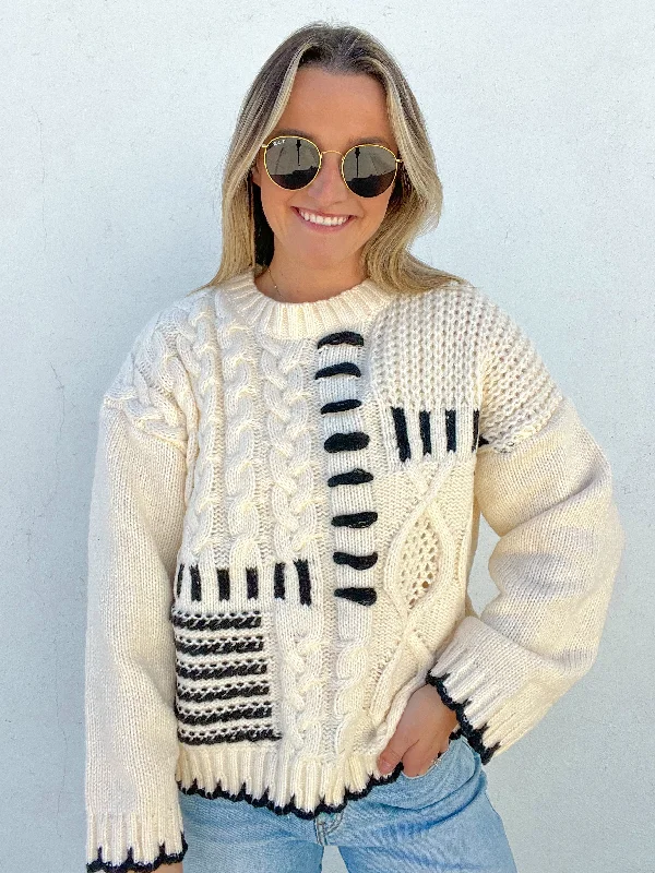 Printed Graphic Women Long Sleeve Top with a Bold StatementMaddie Cable Stitch Sweater Printed Graphic Women Long Sleeve Top with a Bold StatementMaddie Cable Stitch Sweater