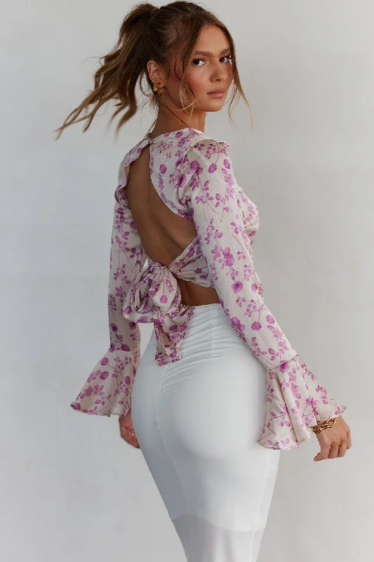 Plus Size Women Long Sleeve Top for a Flattering and Comfortable FitAdalia Long Sleeve Tied Top Floral Champagne Plus Size Women Long Sleeve Top for a Flattering and Comfortable FitAdalia Long Sleeve Tied Top Floral Champagne