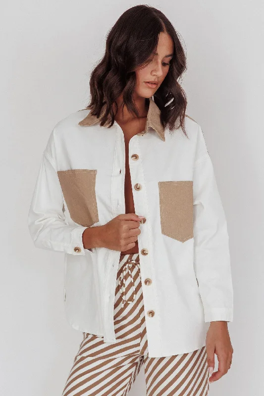 Lake Days Chest Pocket Shirt White Beige