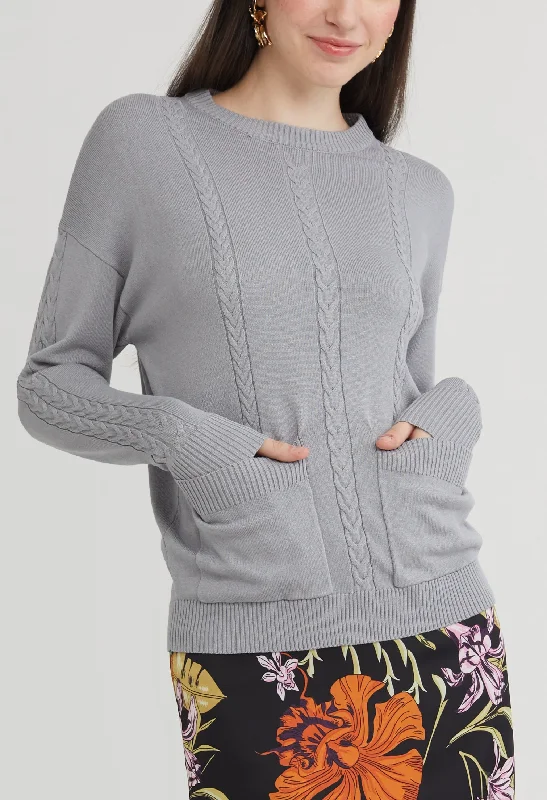 Plus Size Women Long Sleeve Top for a Flattering and Comfortable FitMulti Pocket Cable Knit Sweater Plus Size Women Long Sleeve Top for a Flattering and Comfortable FitMulti Pocket Cable Knit Sweater