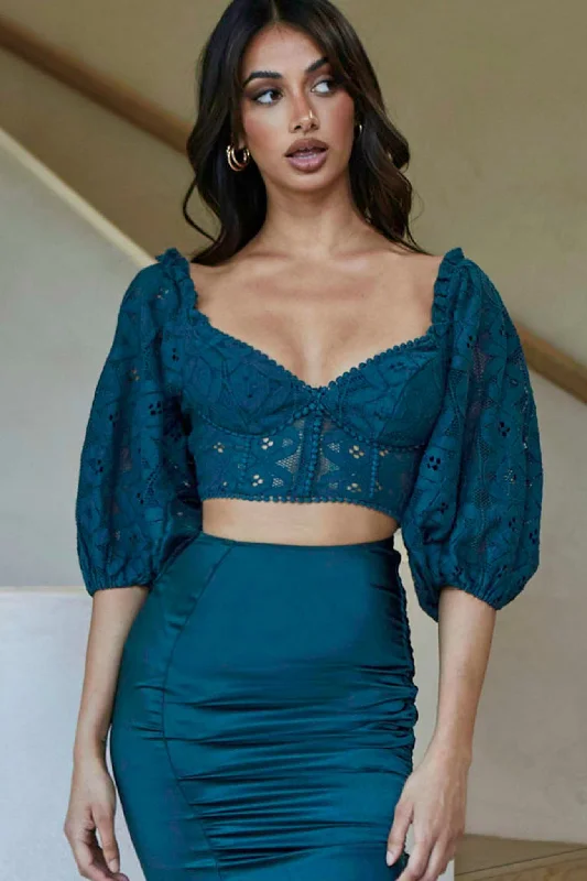 Turtleneck Women Long Sleeve Top for Cold Winter DaysTalk About Me Puff Half Sleeve Circle Trim Crop Top Forest Green Turtleneck Women Long Sleeve Top for Cold Winter DaysTalk About Me Puff Half Sleeve Circle Trim Crop Top Forest Green