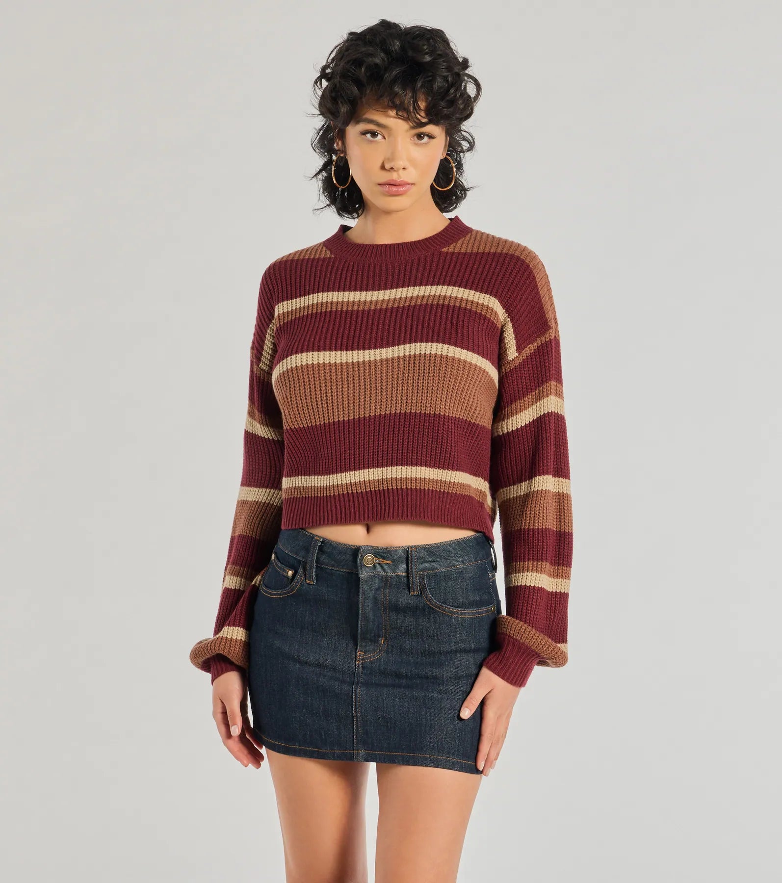 Striped Women Long Sleeve Top in a Timeless PatternPreppy Style Striped Knit Crew Neck Sweater Striped Women Long Sleeve Top in a Timeless PatternPreppy Style Striped Knit Crew Neck Sweater