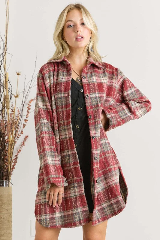 Ribbed Women Long Sleeve Top with a Textured AppealPARKER BUTTON DOWN FLANNEL SHACKET Ribbed Women Long Sleeve Top with a Textured AppealPARKER BUTTON DOWN FLANNEL SHACKET