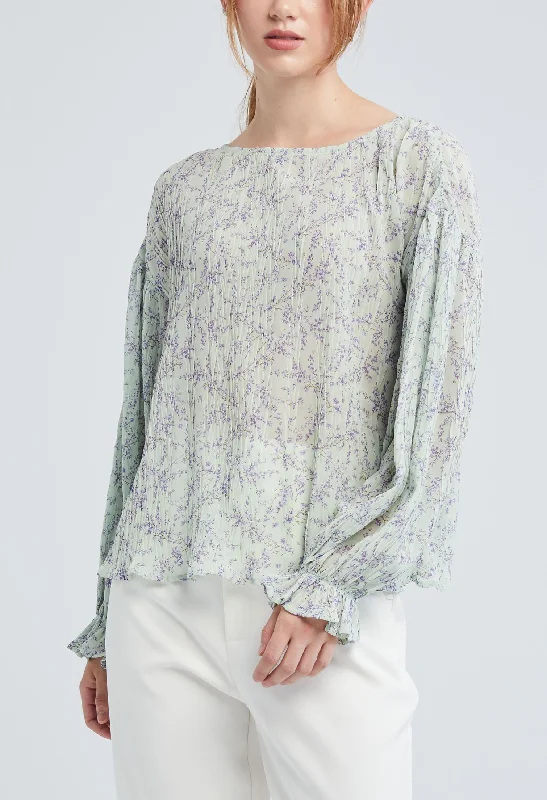 Cropped Women Long Sleeve Top to Pair with High - Waisted BottomsDitsy Floral Crimp Top Cropped Women Long Sleeve Top to Pair with High - Waisted BottomsDitsy Floral Crimp Top