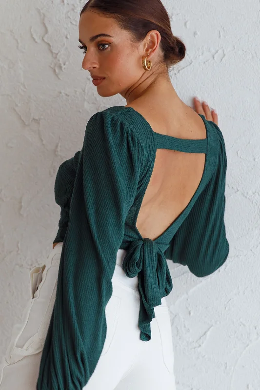 Metallic Accent Women Long Sleeve Top for a Glamorous LookLove Like This Long Sleeve Open Back Crop Top Emerald Green Metallic Accent Women Long Sleeve Top for a Glamorous LookLove Like This Long Sleeve Open Back Crop Top Emerald Green