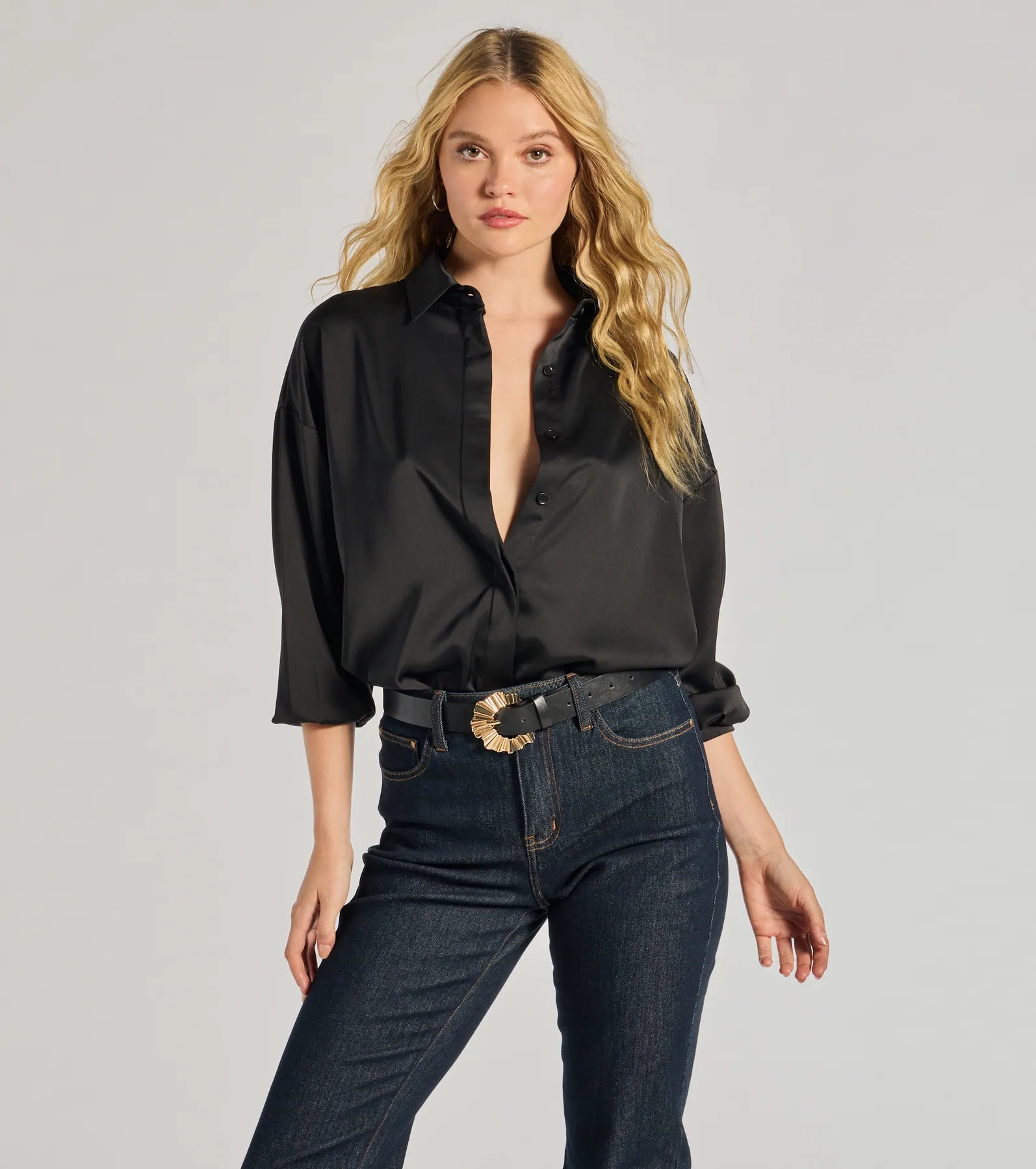 Printed Graphic Women Long Sleeve Top with a Bold StatementAlways Chic Satin Button-Down Long Sleeve Top Printed Graphic Women Long Sleeve Top with a Bold StatementAlways Chic Satin Button-Down Long Sleeve Top