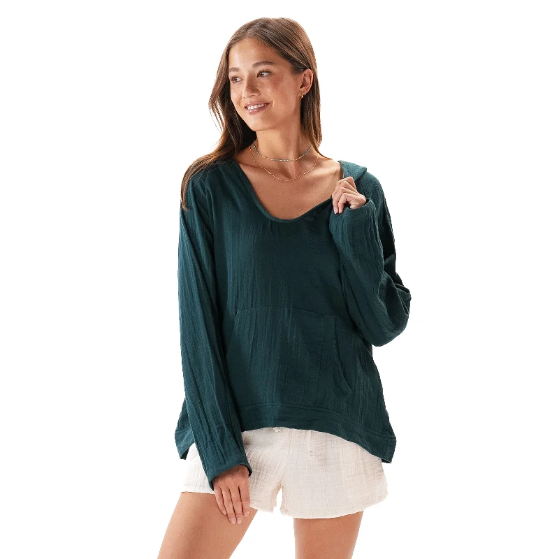 Cropped Women Long Sleeve Top to Pair with High - Waisted BottomsRainforest Baja Pullover Cropped Women Long Sleeve Top to Pair with High - Waisted BottomsRainforest Baja Pullover