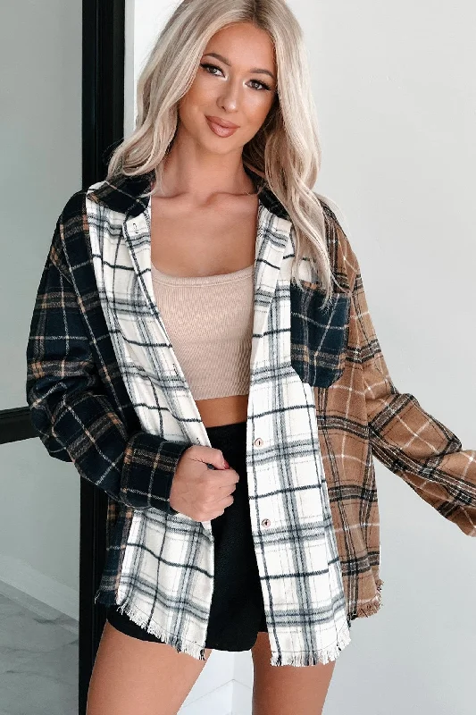 Turtleneck Women Long Sleeve Top for Cold Winter DaysBonfire Social Mixed Plaid Shacket (Multi/Navy) Turtleneck Women Long Sleeve Top for Cold Winter DaysBonfire Social Mixed Plaid Shacket (Multi/Navy)