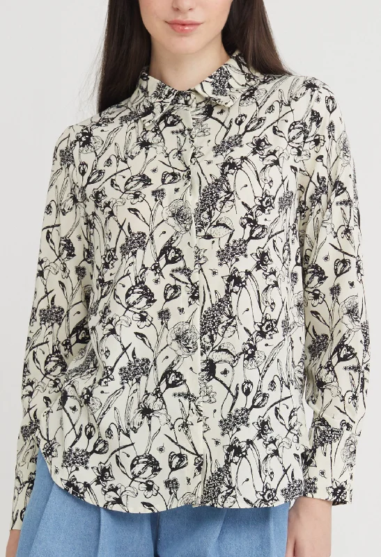Pocket - Equipped Women Long Sleeve Top for Added FunctionalityFlowerette Button Up Blouse Pocket - Equipped Women Long Sleeve Top for Added FunctionalityFlowerette Button Up Blouse