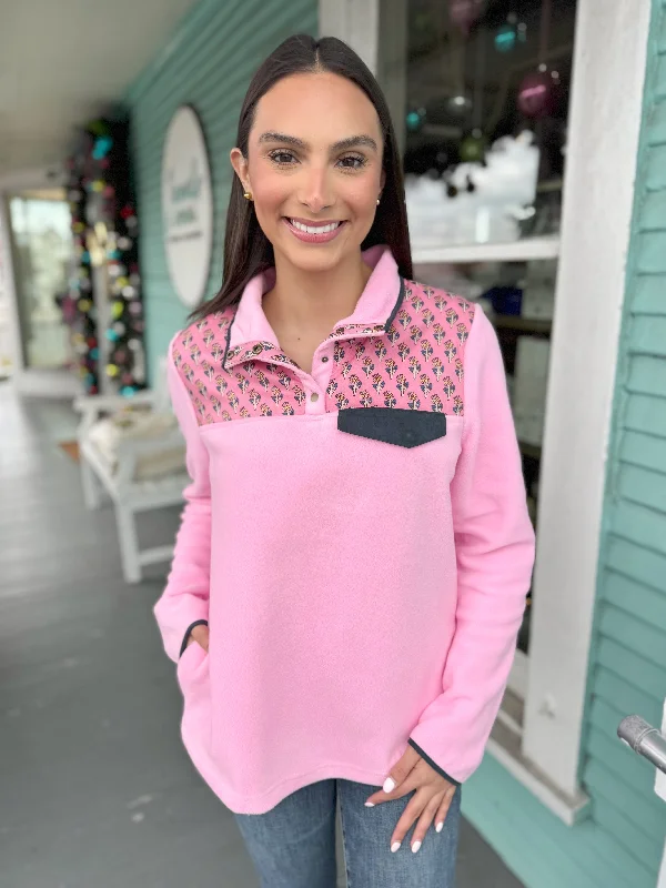 The Jason Polar Fleece Floral Pullover-Pink