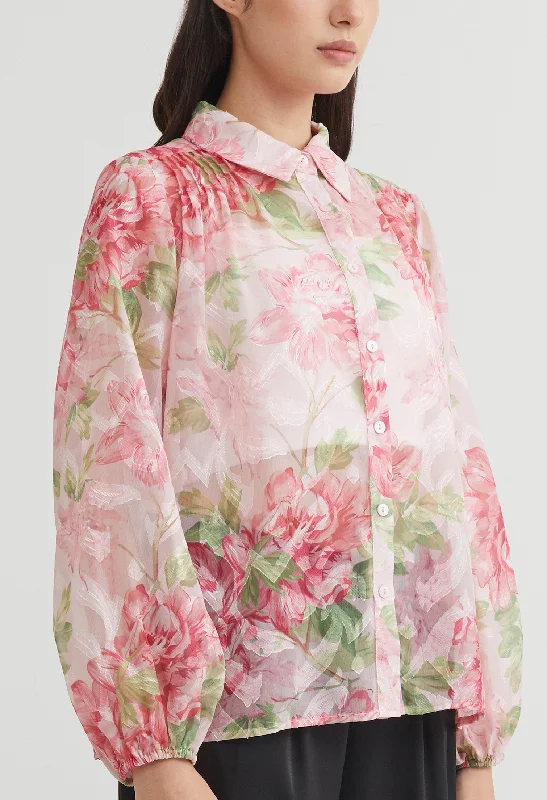Cable - Knit Women Long Sleeve Top with a Cozy TextureFloral Shimmer Chiffon Blouse Cable - Knit Women Long Sleeve Top with a Cozy TextureFloral Shimmer Chiffon Blouse