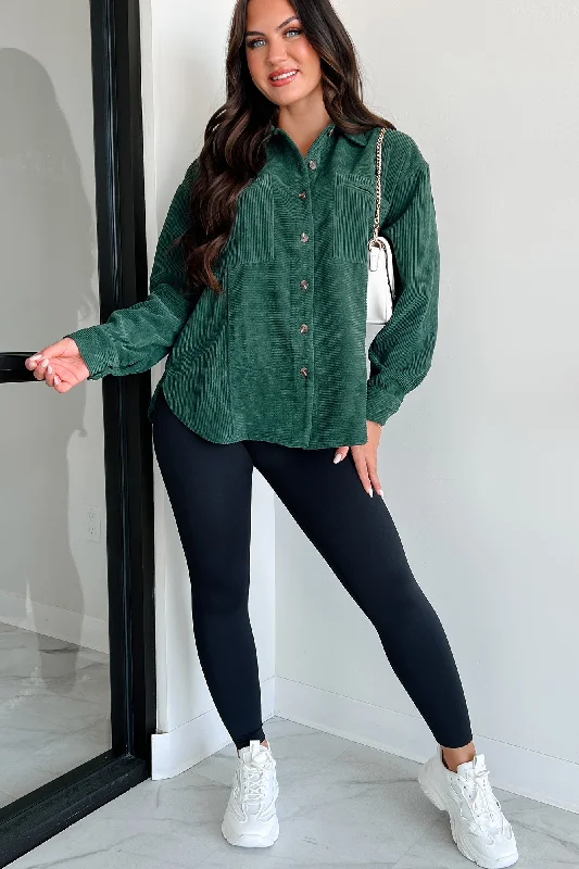 Lace - Trimmed Women Long Sleeve Top for an Elegant LookForever Wandering Corduroy Shacket (Dark Green) Lace - Trimmed Women Long Sleeve Top for an Elegant LookForever Wandering Corduroy Shacket (Dark Green)