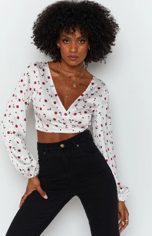 Puffer - Sleeve Women Long Sleeve Top for a Fashion - Forward LookZippy Wrap Blouse Floral Puffer - Sleeve Women Long Sleeve Top for a Fashion - Forward LookZippy Wrap Blouse Floral