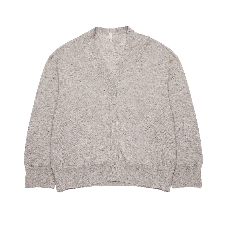 V - Neck Women's Ribbed Wool Sweaters for FallBoboutic Cashmere Cardigan in Gray/Pink V - Neck Women's Ribbed Wool Sweaters for FallBoboutic Cashmere Cardigan in Gray/Pink