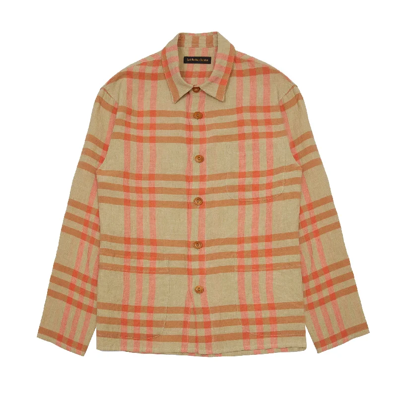 Plus Size Women's Side - Slit Sweaters in Bold SolidsEast Harbour Surplus Hadley Overshirt in Natural / Orange Plus Size Women's Side - Slit Sweaters in Bold SolidsEast Harbour Surplus Hadley Overshirt in Natural / Orange