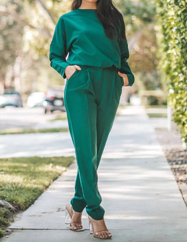 Plus Size Women's Corduroy Tight Trousers in Olive Green for a Retro and Cozy Vibe2 Pc Trouser Set In Hunter Green Plus Size Women's Corduroy Tight Trousers in Olive Green for a Retro and Cozy Vibe2 Pc Trouser Set In Hunter Green