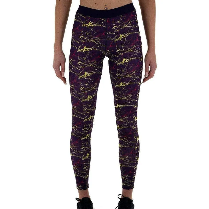 More Mile Go For It Printed Womens Long Running Tights - Purple